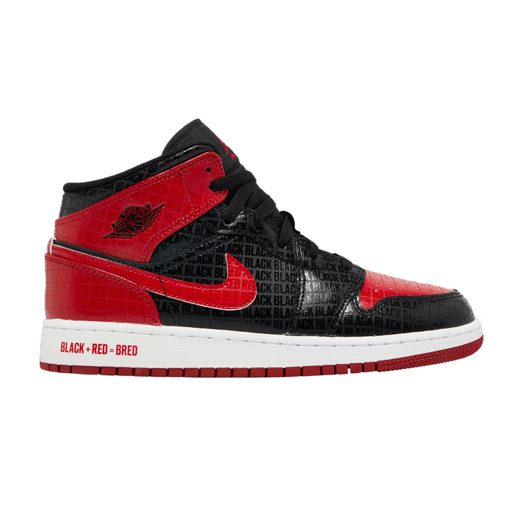 Air Jordan 1 Mid SS GS 'Black + Red = Bred'