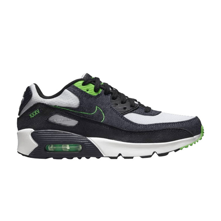 Nike Air Max 90 Leather SE GS 'Black Scream Green'