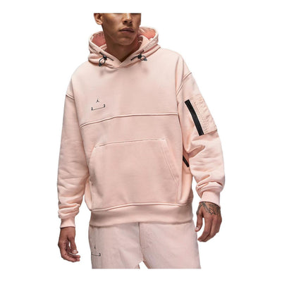 Men's Air Jordan Solid Color Logo Printing Hooded Pullover Long Sleeves Pink