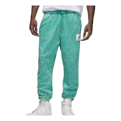 Men's Air Jordan FW22 Solid Color Logo Lacing Sports Pants/Trousers/Joggers Green