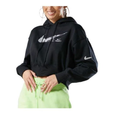 (WMNS) Nike Sportswear Swoosh Fleece Pullover Hoodie 'Black White'