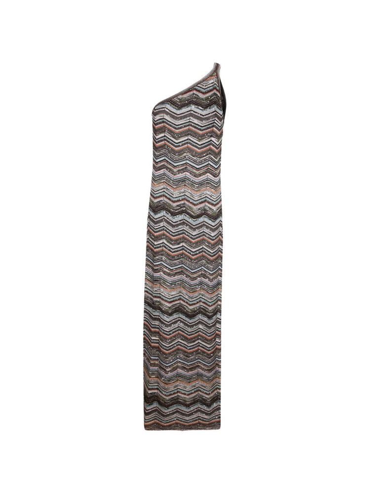 Missoni One-Shoulder Zigzag Embellished Maxi Dress