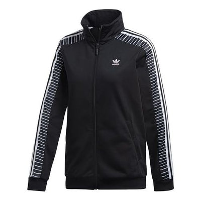 (WMNS) adidas originals logo Printing Casual Stand Collar Sports Black Jacket