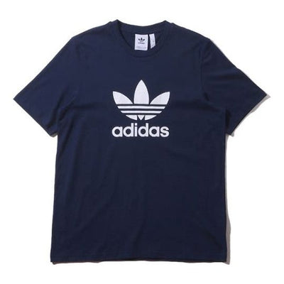 Men's adidas originals Trefoil Tee Colleage Alphabet Printing Breathable Short Sleeve Blue