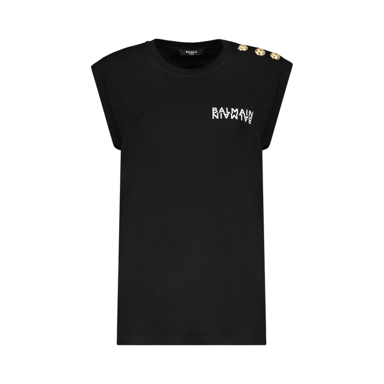 Balmain Cotton Sleeveless Logo Tank T-Shirt 'Black'