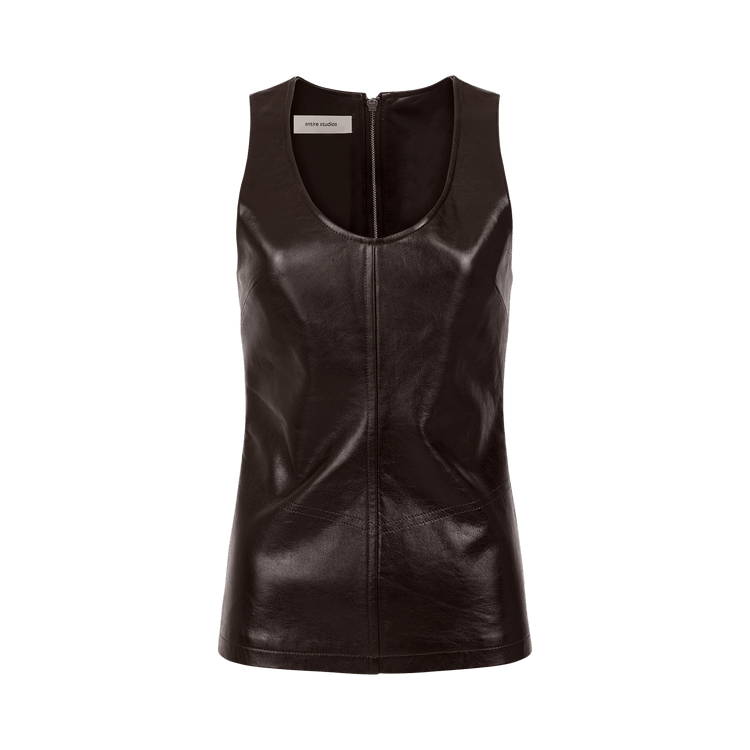 Entire Studios Leather Tank Top 'Dark Brown'