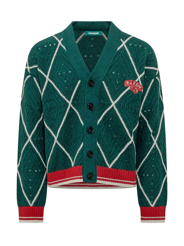 Barrow Dice Patch Argyle Cardigan