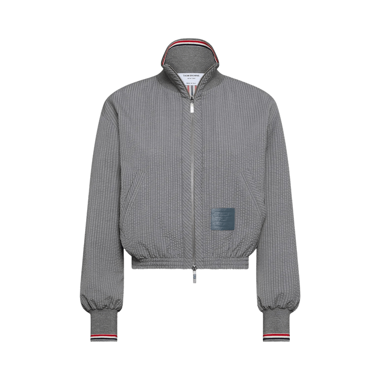 Thom Browne Wool Seersucker Zip-Up Track Jacket 'Light Grey'