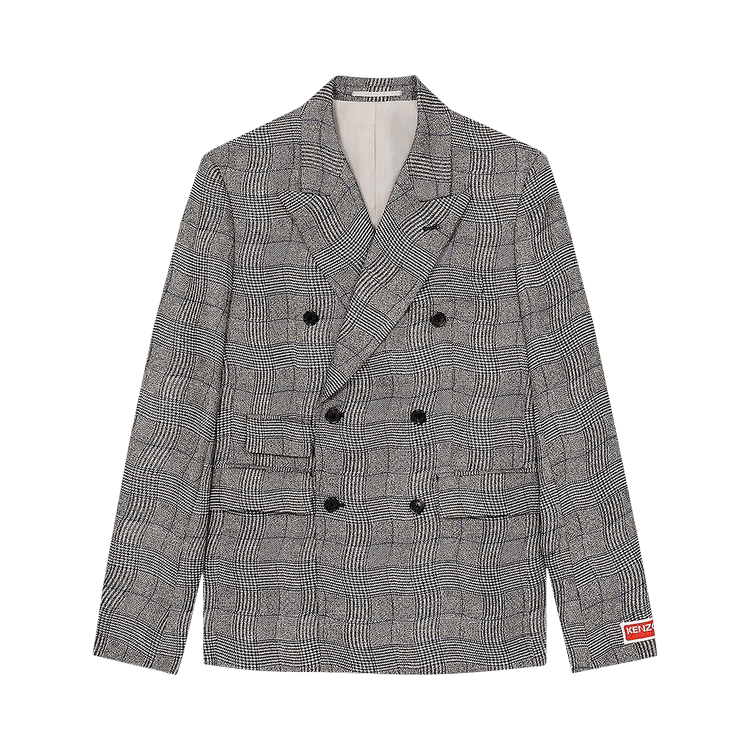 Kenzo Wavy Check Double Breasted Jacket 'Dark Grey'