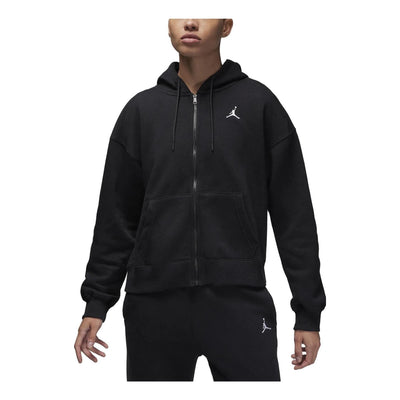 (WMNS) Air Jordan Brooklyn Fleece Full-Zip Hoodie 'Black White'