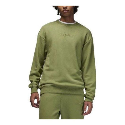 Air Jordan Wordmark Fleece Crewneck Sweatshirt 'Olive Green'