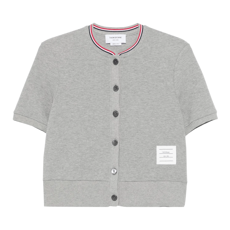 Thom Browne Short-Sleeve Crew Neck Cardigan 'Light Grey'