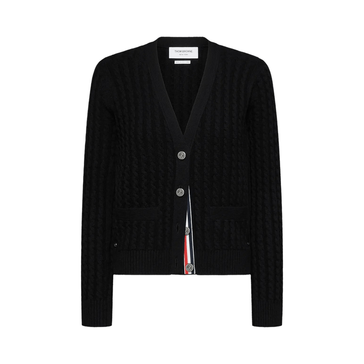 Thom Browne Classic V Neck Cashmere Cardigan 'Black'