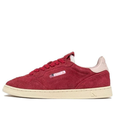 (WMNS) AUTRY New Flat Low Suede 'Red and Powder Pink'