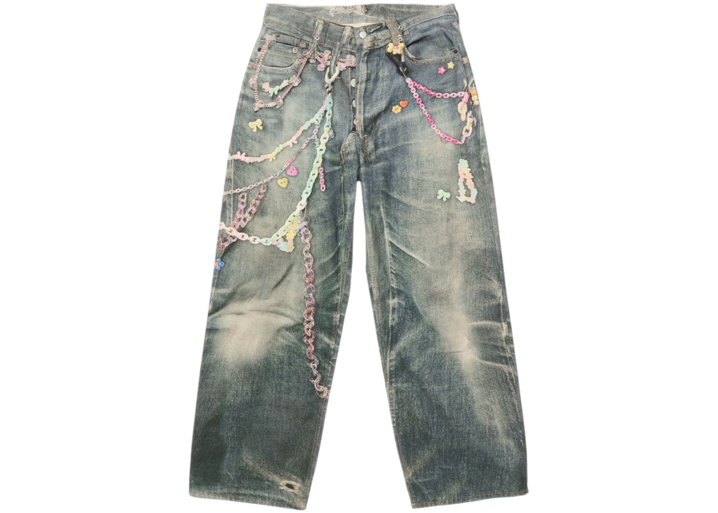 Acne Studios Vintage Chain Detail Loose Jeans Blue