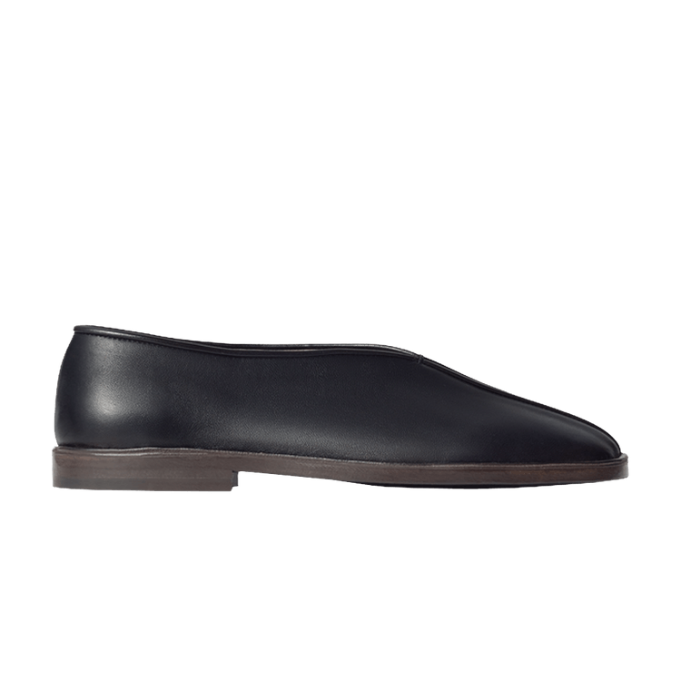 Lemaire Flat Piped Slipper 'Black Dark Chocolate'