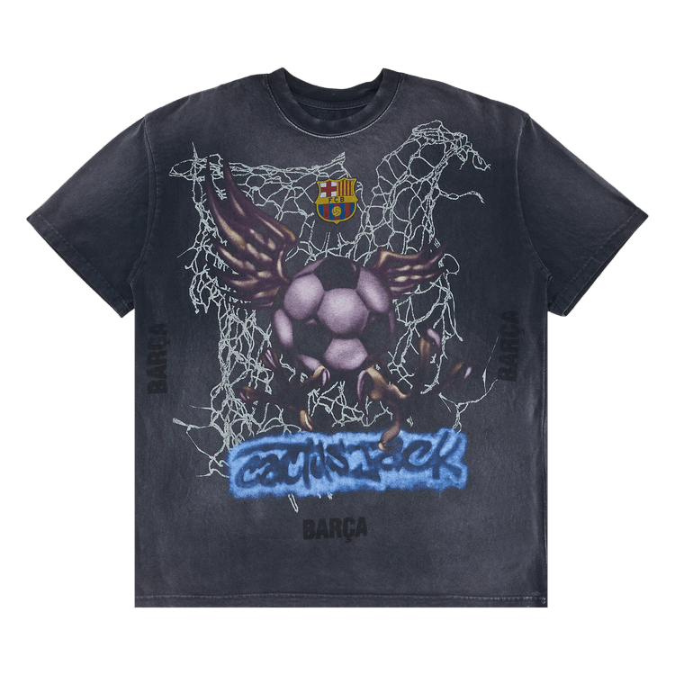 Cactus Jack by Travis Scott x FC Barcelona Washed Spray Logo Tee 'Black'