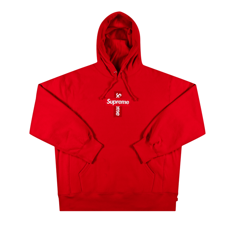 Supreme Cross Box Logo Hooded Sweatshirt 'Red'