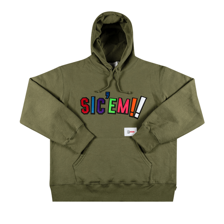 Supreme x WTAPS Sic'em! Hooded Sweatshirt 'Light Olive'