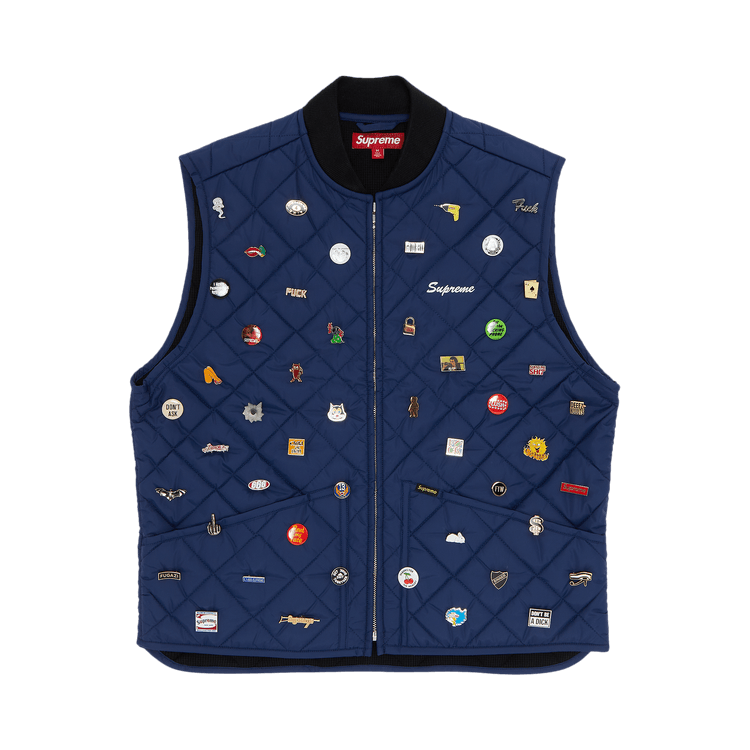 Supreme Pins Quilted Work Vest 'Navy'