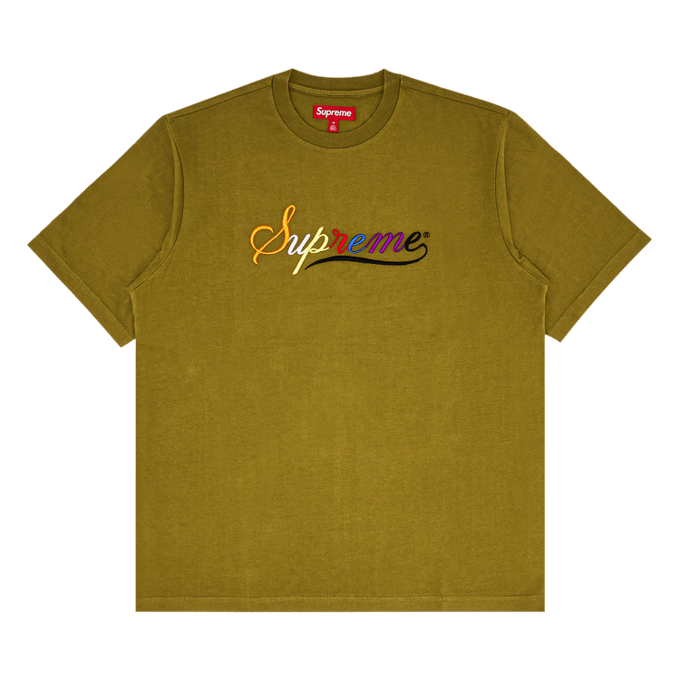 Supreme Cursive Short-Sleeve Top 'Dusty Olive'