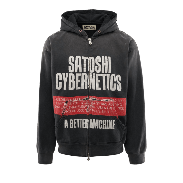 Satoshi Nakamoto Cybernetics Zip Up Hoodie 'Washed Black'