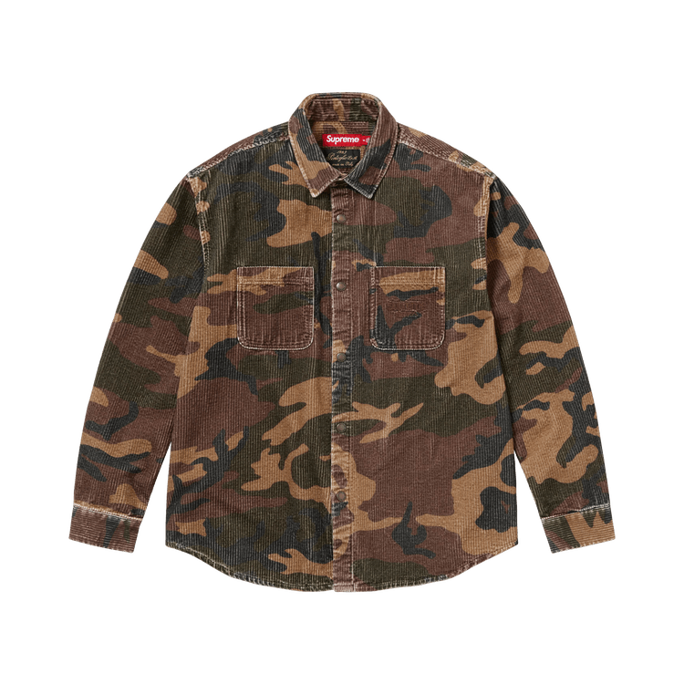 Supreme Wide Wale Corduroy Snap Shirt 'Woodland Camo'