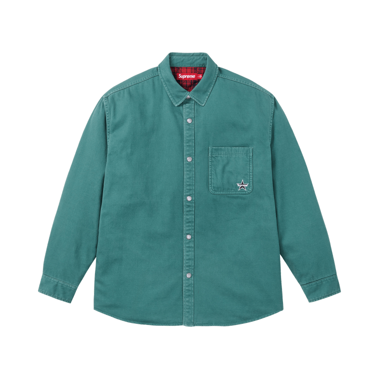 Supreme Quilted Lined Denim Snap Shirt 'Dusty Teal'