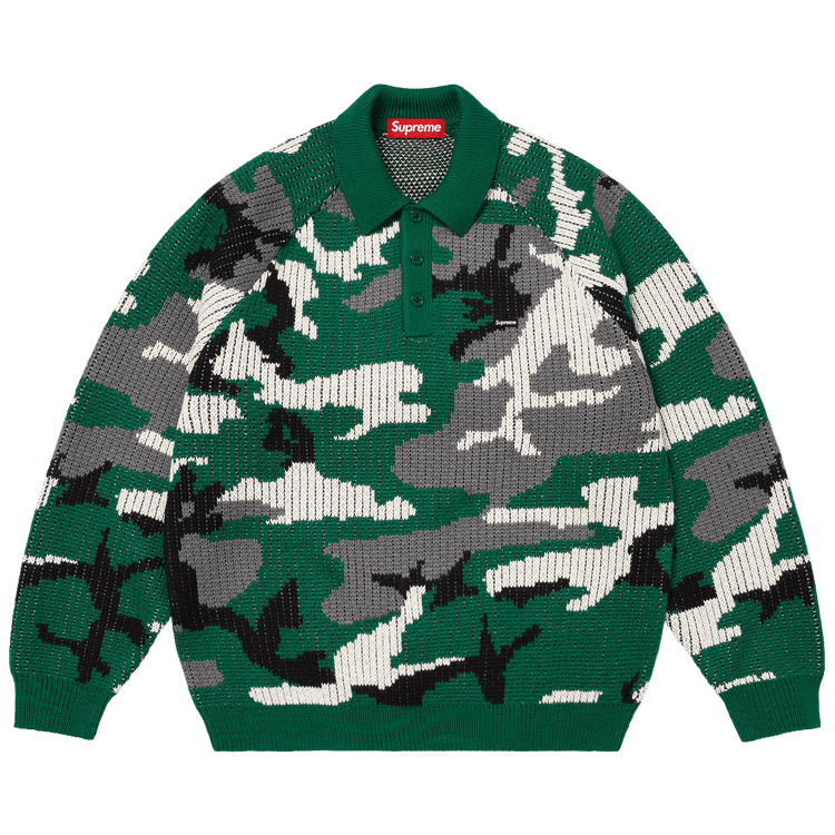 Supreme Small Box Polo Sweater 'Green Camo'