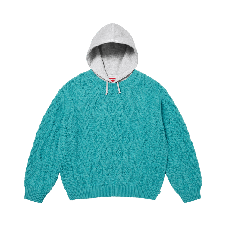 Supreme Cable Hooded Sweater 'Teal'