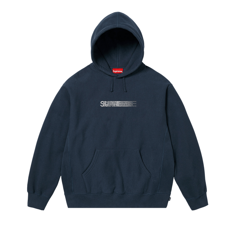 Supreme Swarovski Motion Logo Hooded Sweatshirt 'Navy'