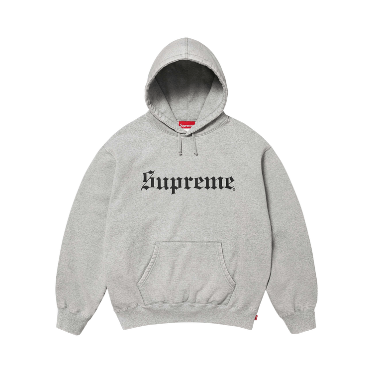 Supreme Washed Old English Hooded Sweatshirt 'Heather Grey'