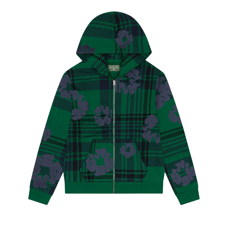 Denim Tears Plaid Cotton Wreath Zip Hoodie 'Green'