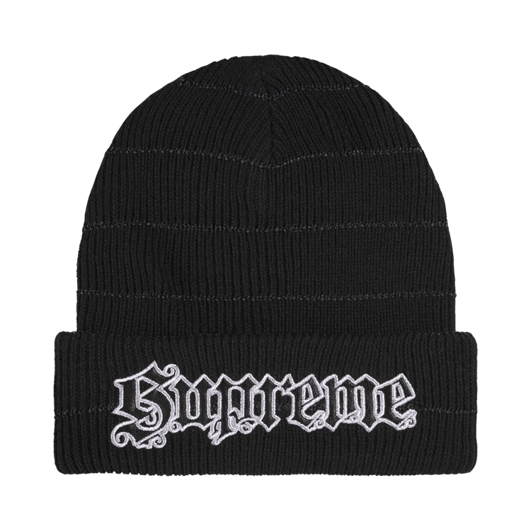 Supreme Metallic Stripe Beanie 'Black'