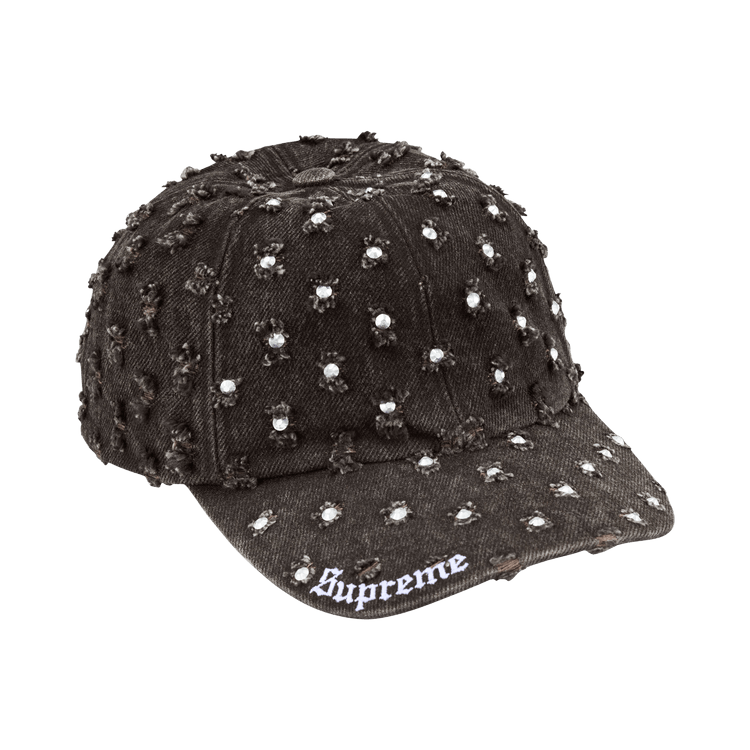 Supreme Hole Punch Rhinestone Denim 6-Panel 'Black'