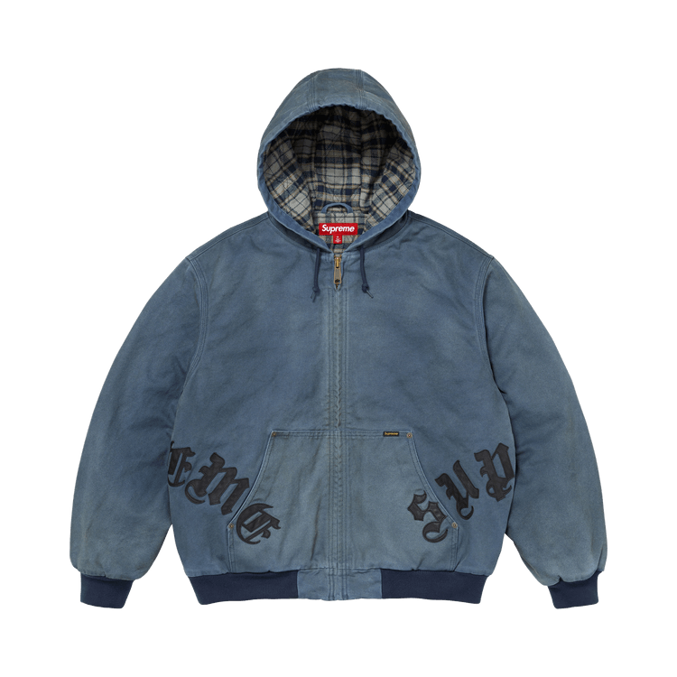 Supreme Leather Appliqué Hooded Work Jacket 'Navy'