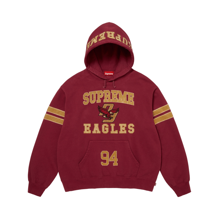Supreme Rhinestone Eagle Hooded Sweatshirt 'Cardinal'