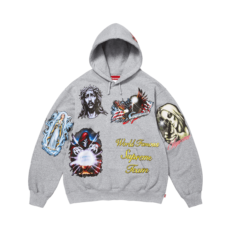 Supreme Stickers Hooded Sweatshirt 'Heather Grey'