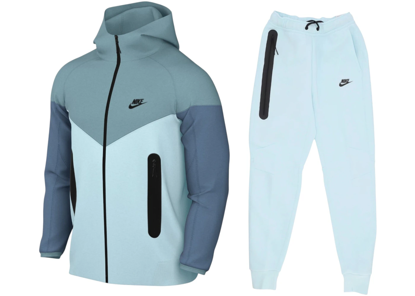 Nike Sportswear Tech Fleece Full Zip Hoodie & Joggers Set Glacier Blue/Black
