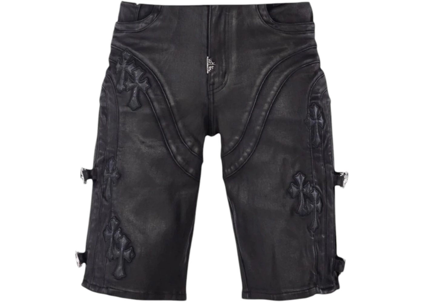 Guapi All Black Cross Buckle Shorts Black