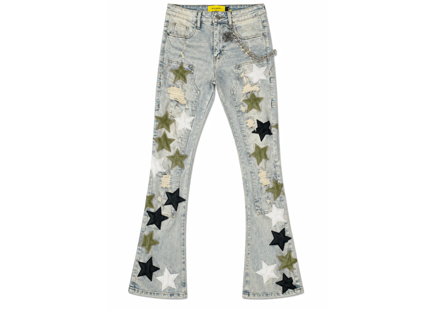 Guapi Olive Green Vintage Stars Denim Jeans Olive Green Wash