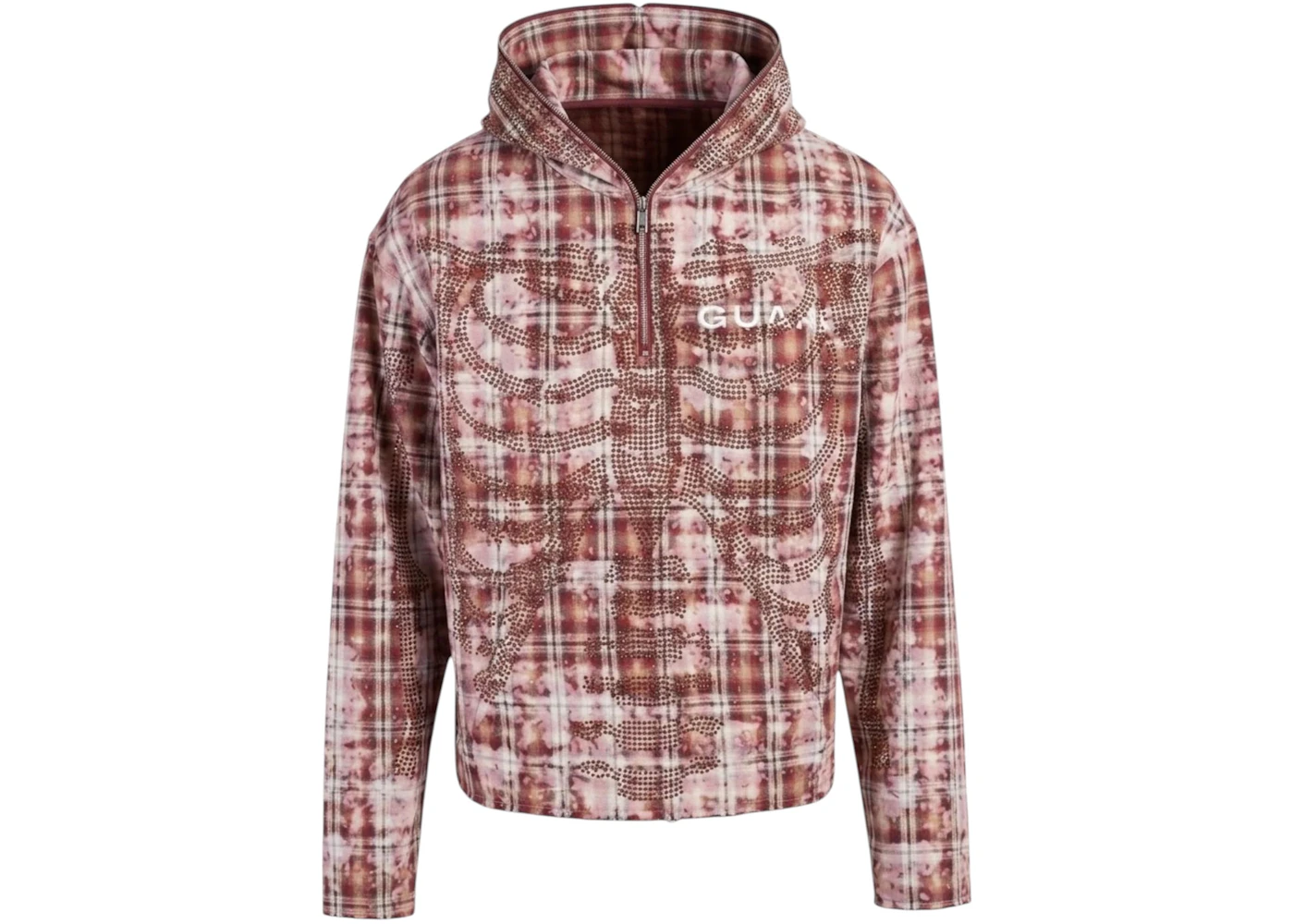 Guapi Rusty Skeleton Half Zip Hoodie Red
