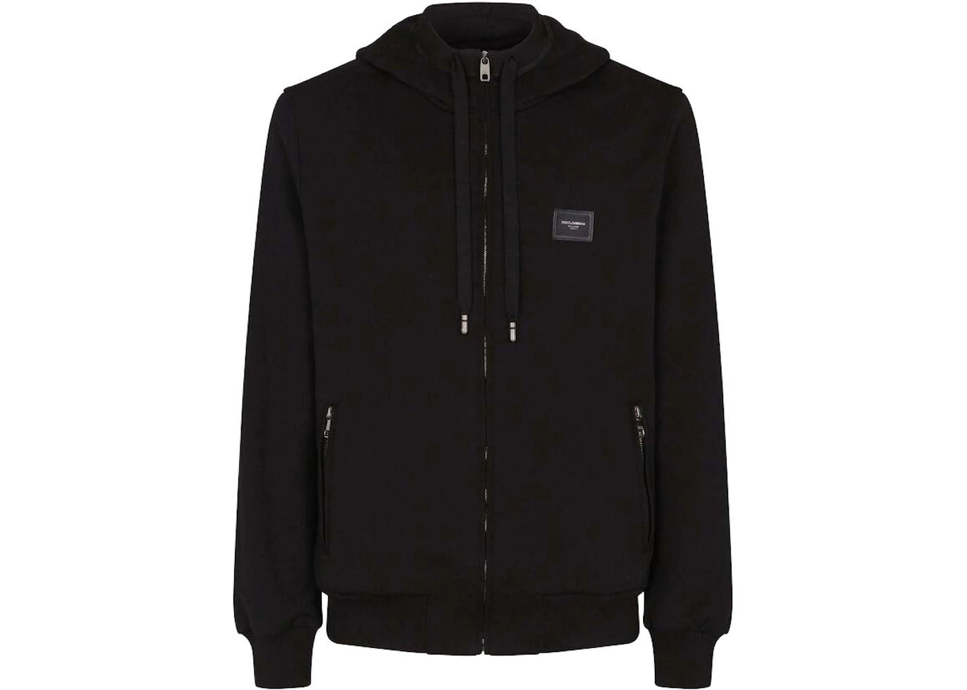 Dolce & Gabbana Jersey Zip Up Hoodie Black