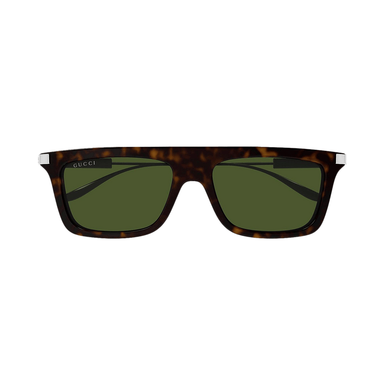 Gucci Square Sunglasses 'Havana/Silver/Green'