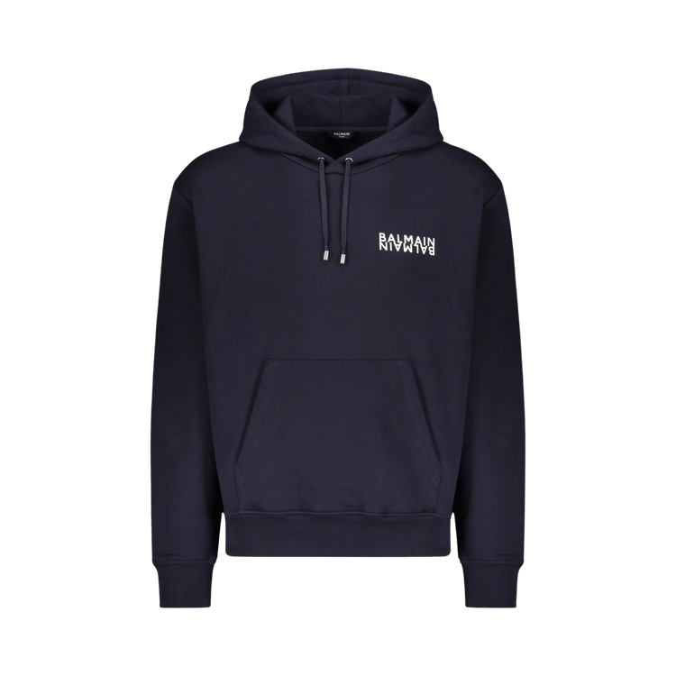Balmain Double Logo Cotton Hoodie 'Navy'