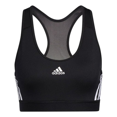 (WMNS) adidas Believe This 3-Stripes Medium Support Rib Bra Asia Sizing 'Black White'