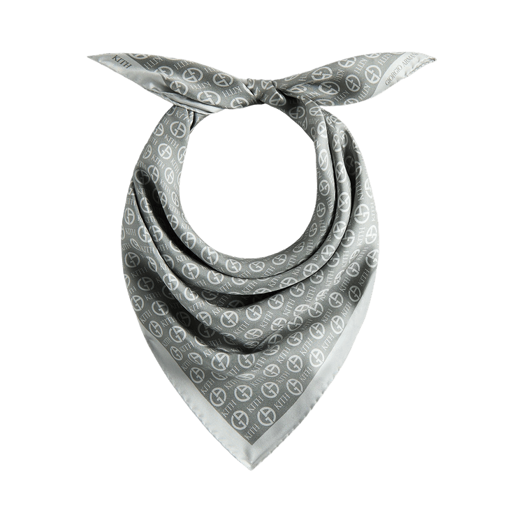 Kith Giorgio Armani & Monogram Printed Silk Bandana 'Concrete'