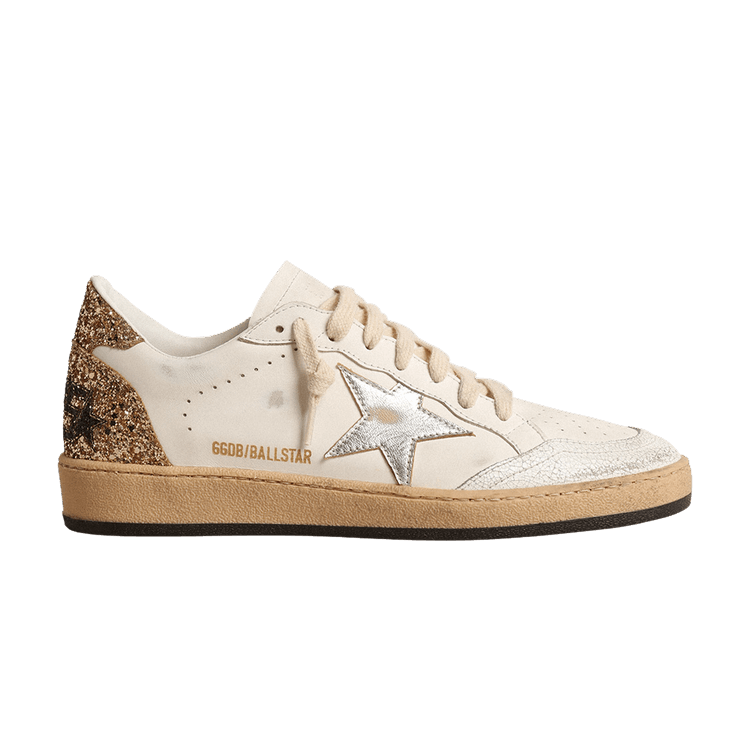 Golden Goose Wmns Ball Star 'White Silver Metallic Gold Glitter'