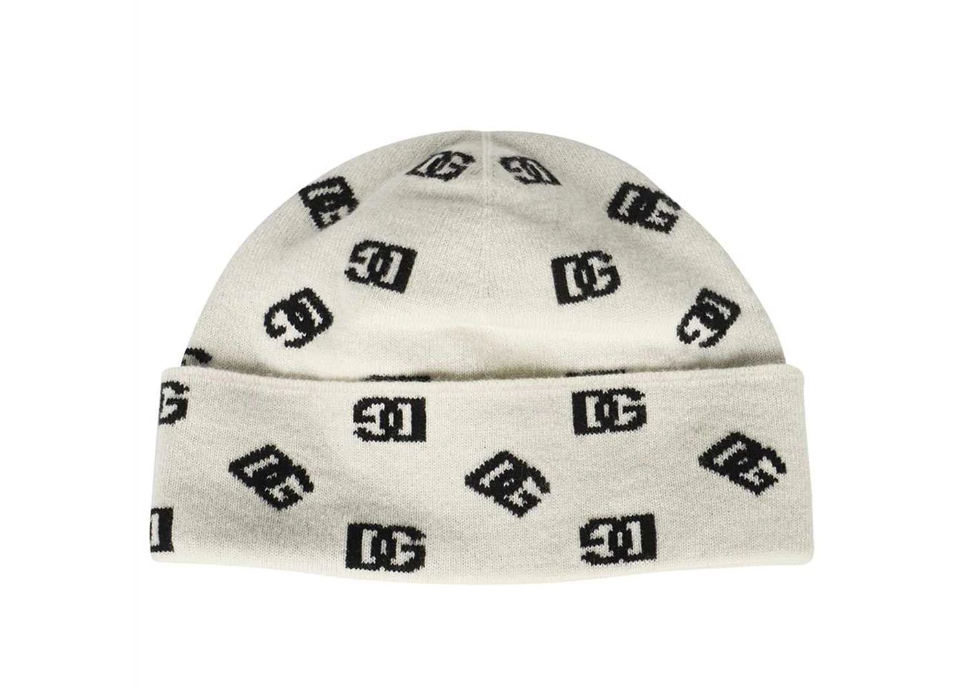 Dolce & Gabbana Logo Intarsia Beanie White/Black
