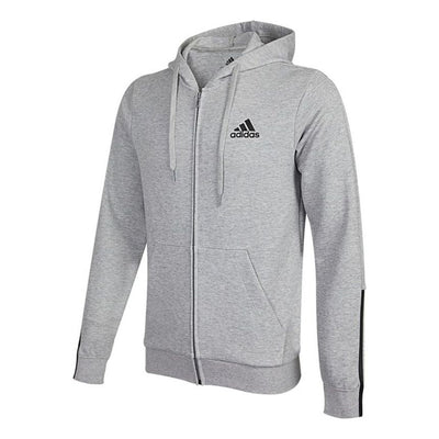 adidas M Dk Fz Hd Logo Printing Sports Knit Hooded Jacket light grey